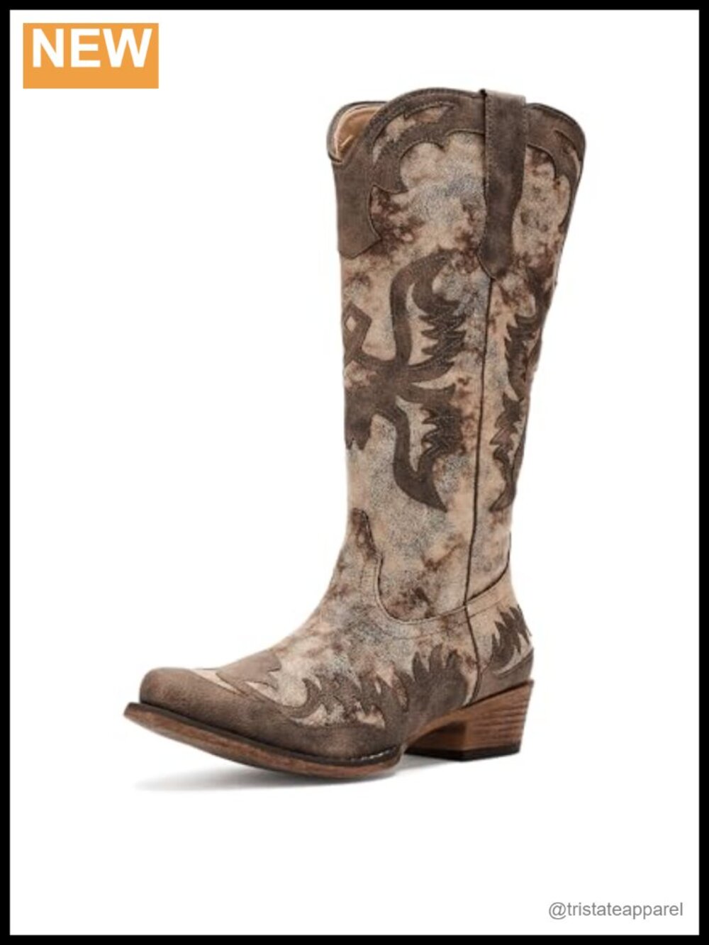 Roper Maria Knee-High Cowgirl Boots Snip Toe Block Heel Faux Leather